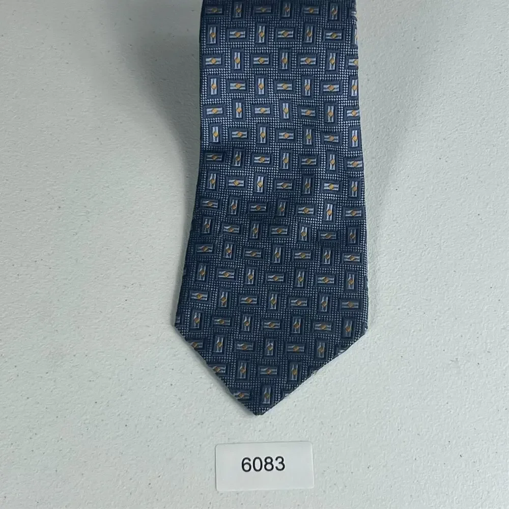 Robert Talbott Best Of Class Men's Neck Tie Woven Silk Blue Yellow Geometric